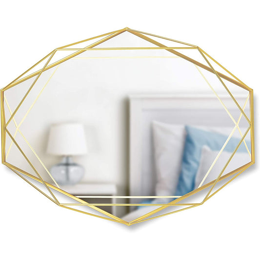 Modern Geometric Shaped Oval Wall Mirror Home Decor - Matte Brass