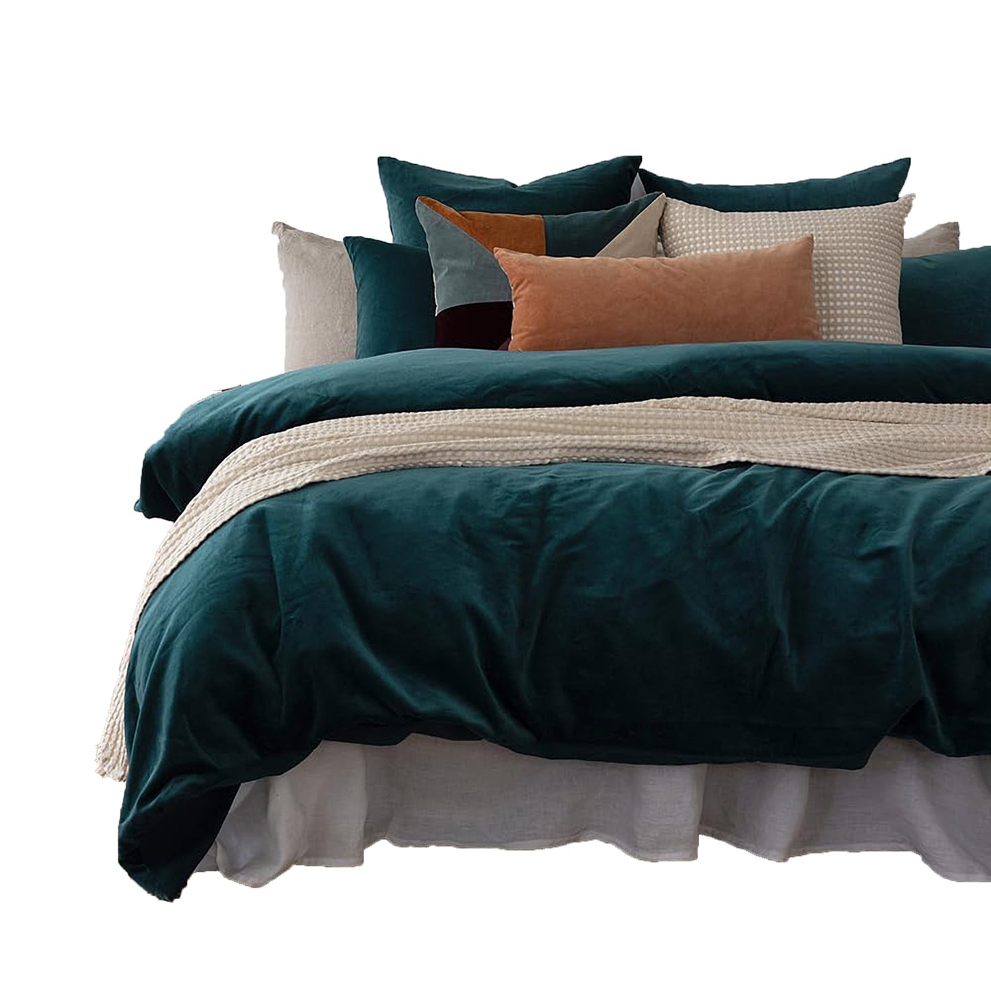 Emerson Cotton Quilt Cover Set - Solid Blue