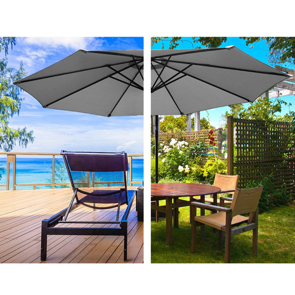 Garden Beach Sun Umbrella with Base UV Cantilever 3M - Grey