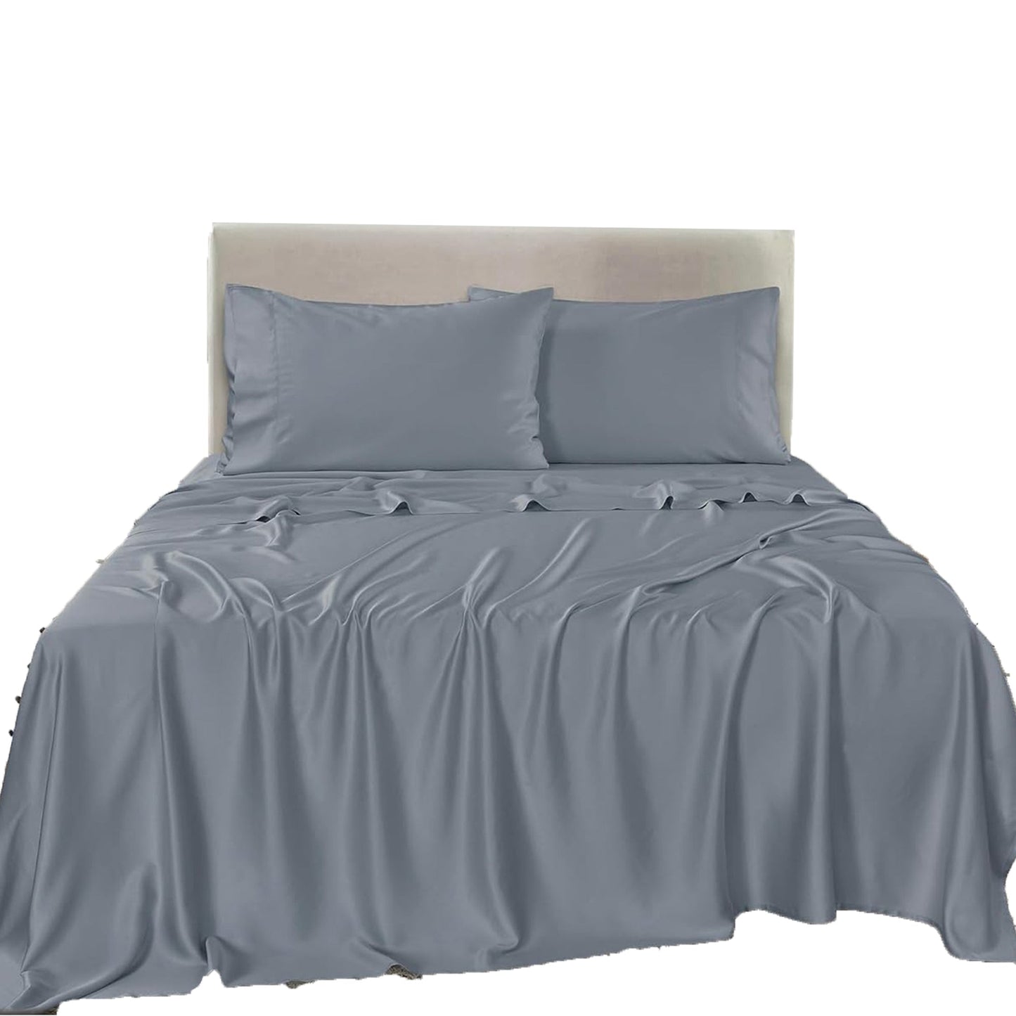 100% Bamboo Luxuriously Breathable and Silky Soft Bed Sheet Set - Smoke Blue
