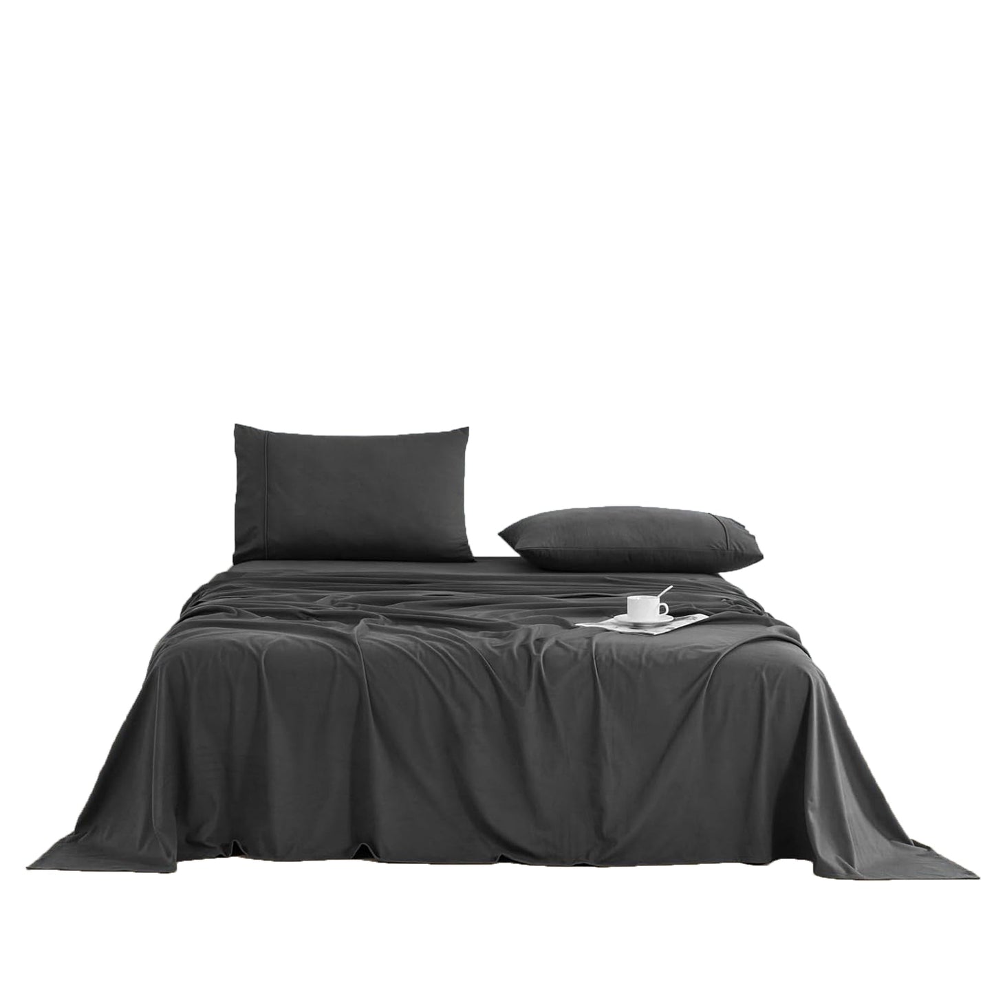 130 GSM Flannelette Soft Luxurious Micro Flannel Bed Sheet Set - Charcoal