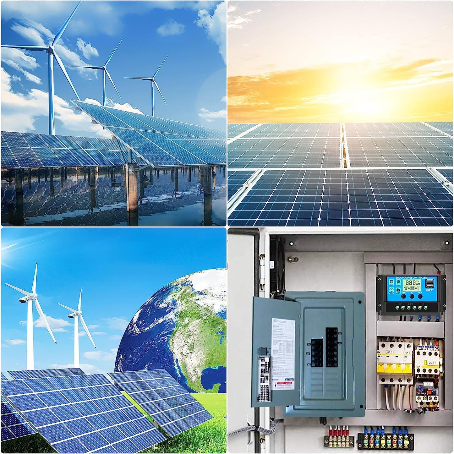Multi Function Adjustable LCD Display Solar Panel Controller with 5V Dual USB Port Timer Setting