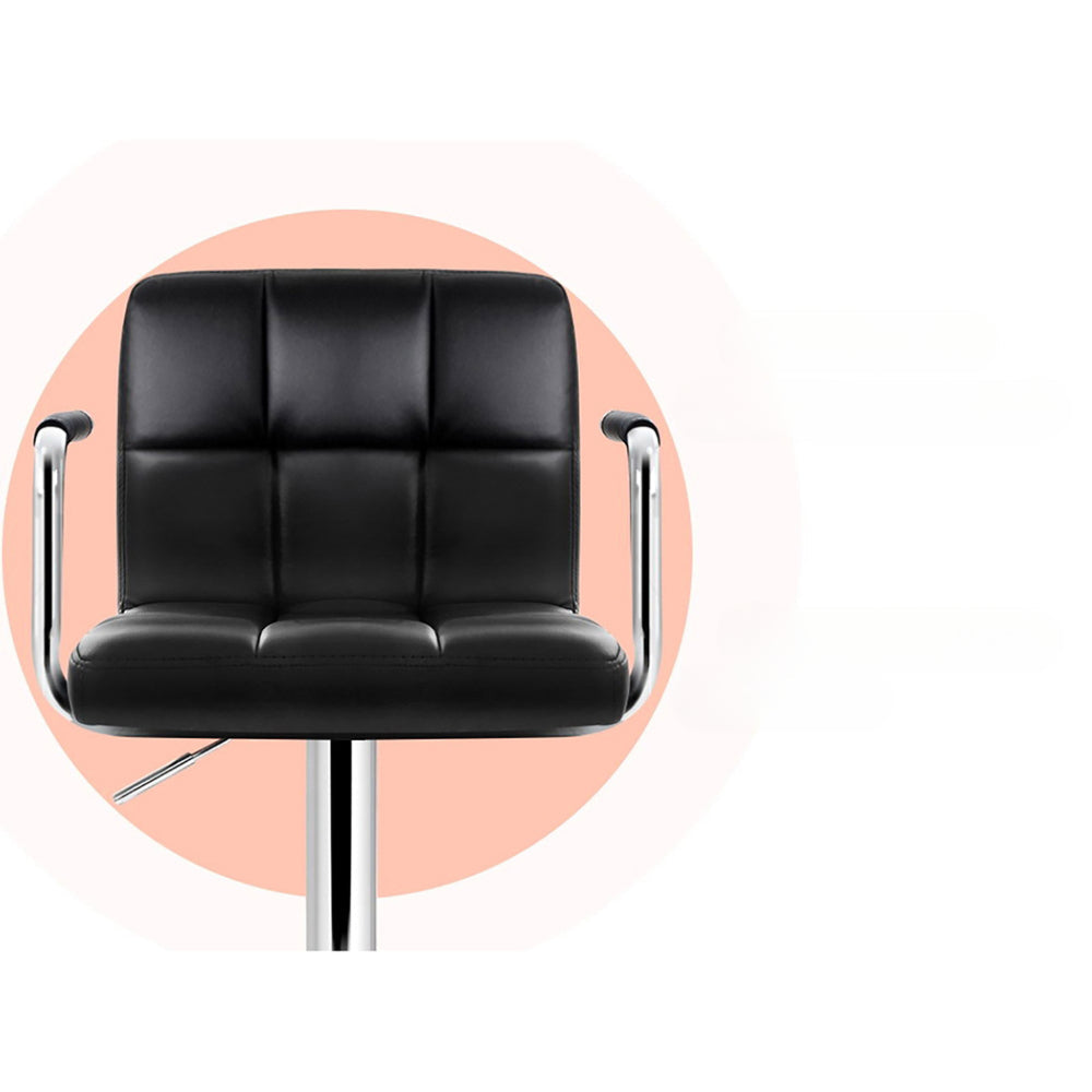 Set of 4 Bar Stools Gas lift Swivel Armrests - Steel and Black
