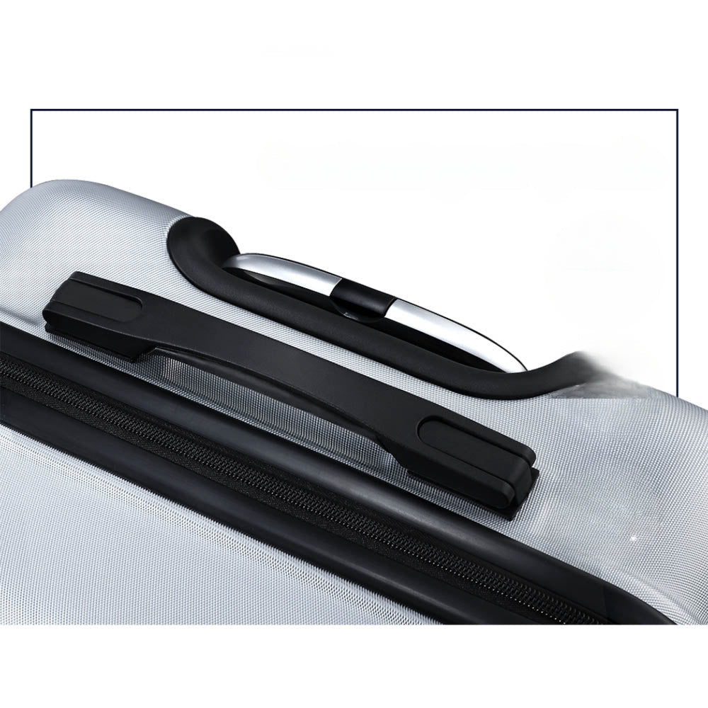 3pc Luggage Travel Sets Suitcase Trolley Lock Silver