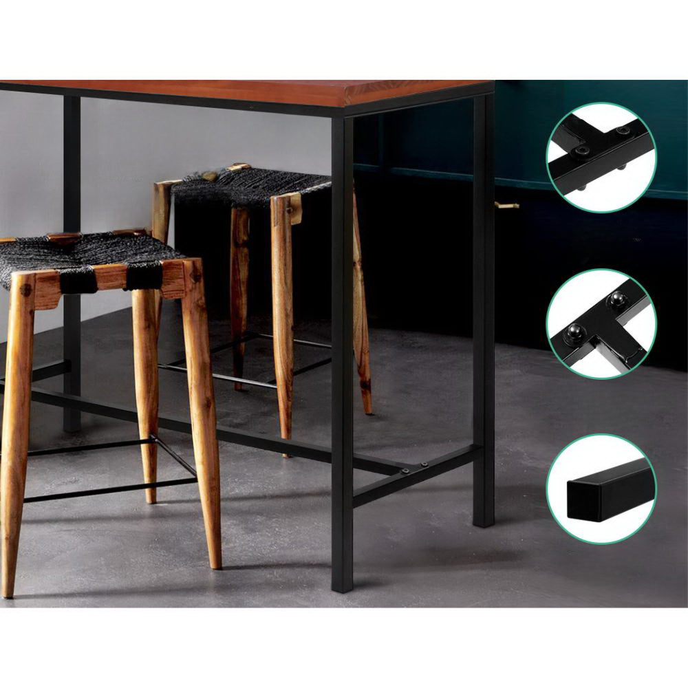Vintage Bar Table Retro Pine Wood Metal Frame