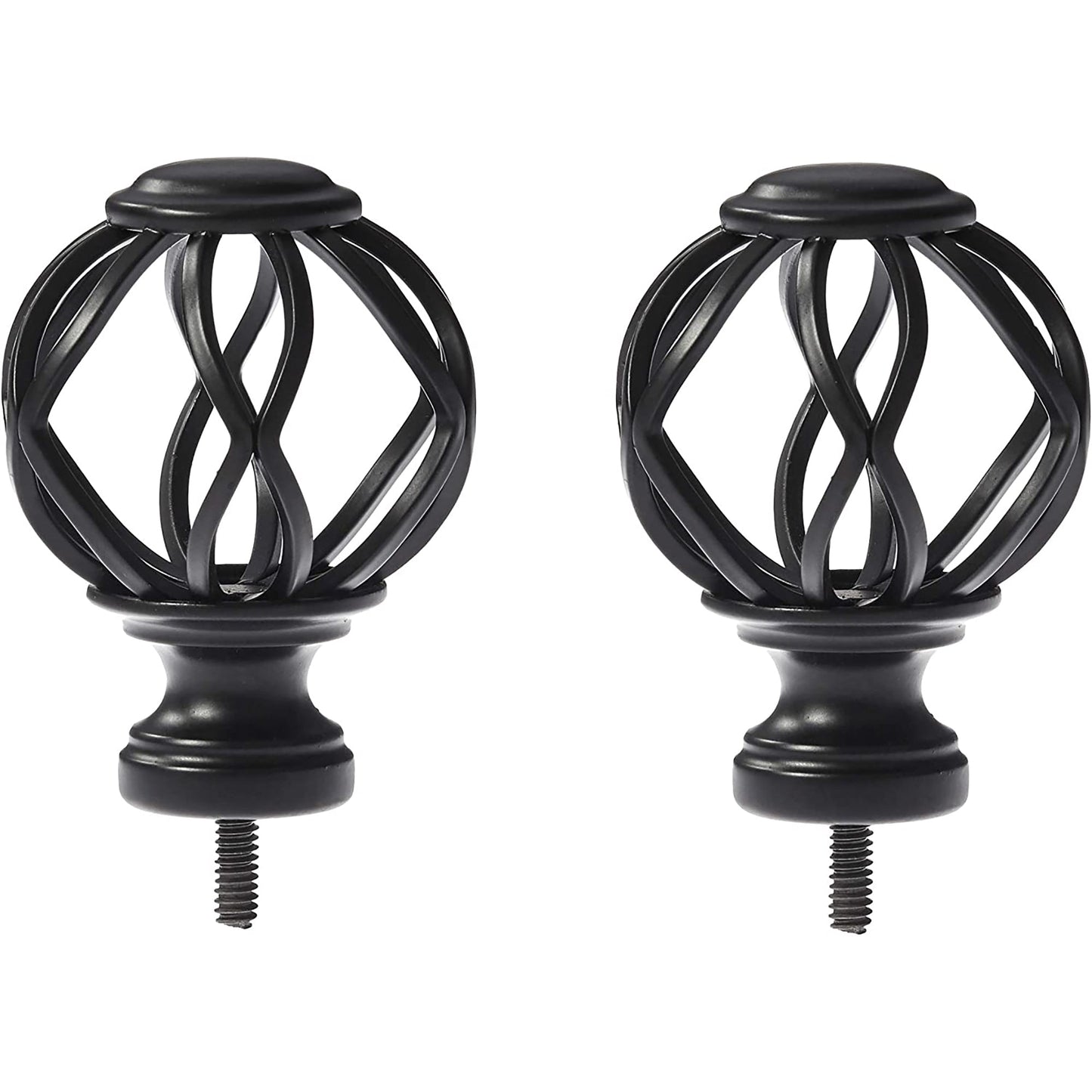 Decorative Lattice Cage Curtain Rod Finials Set of Two - Black
