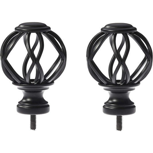 Decorative Lattice Cage Curtain Rod Finials Set of Two - Black