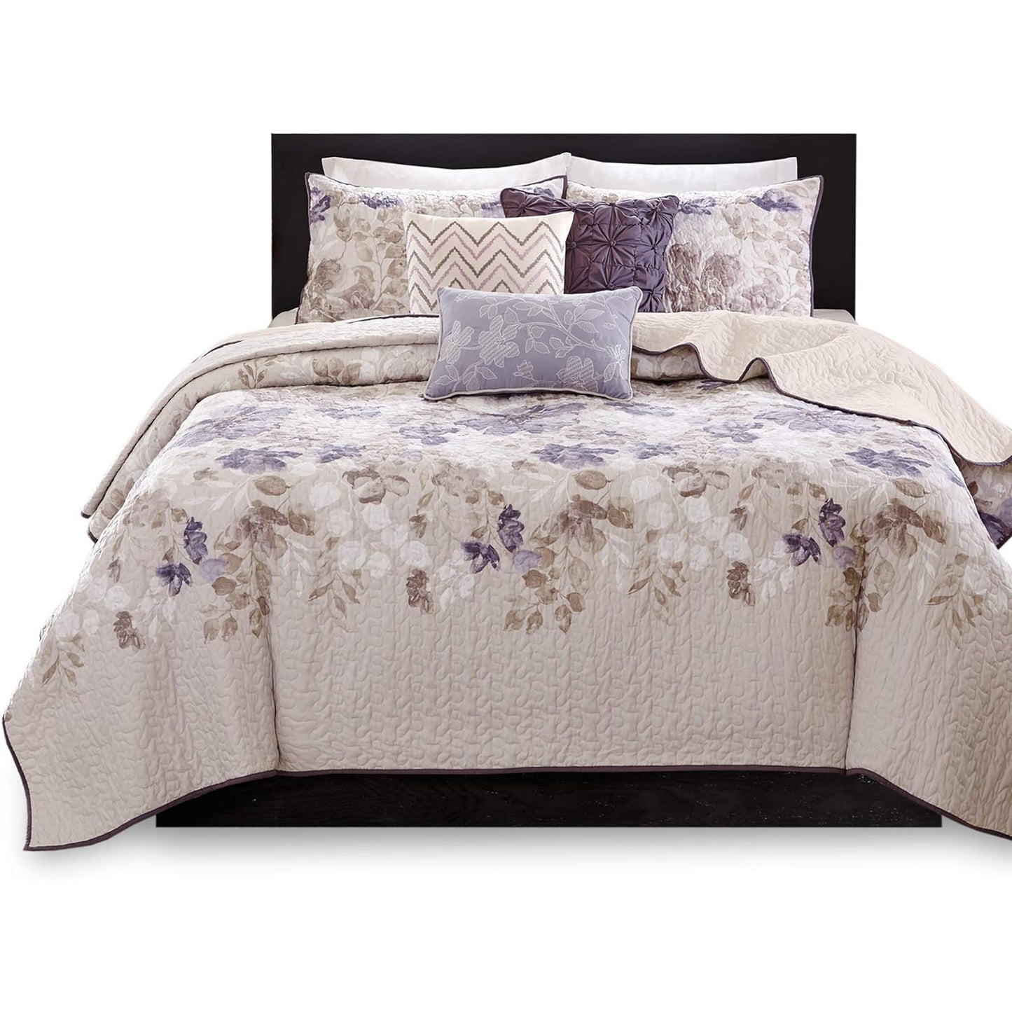 Lightweight Breathable Bedspread Coverlet Set - Floral Taupe