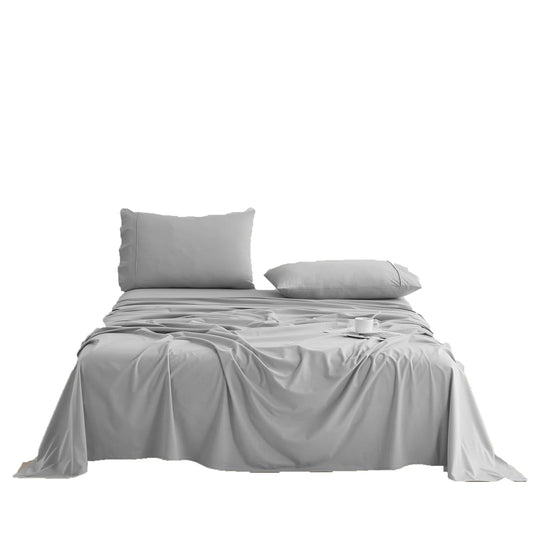 130 GSM Flannelette Soft Luxurious Micro Flannel Bed Sheet Set - Silver
