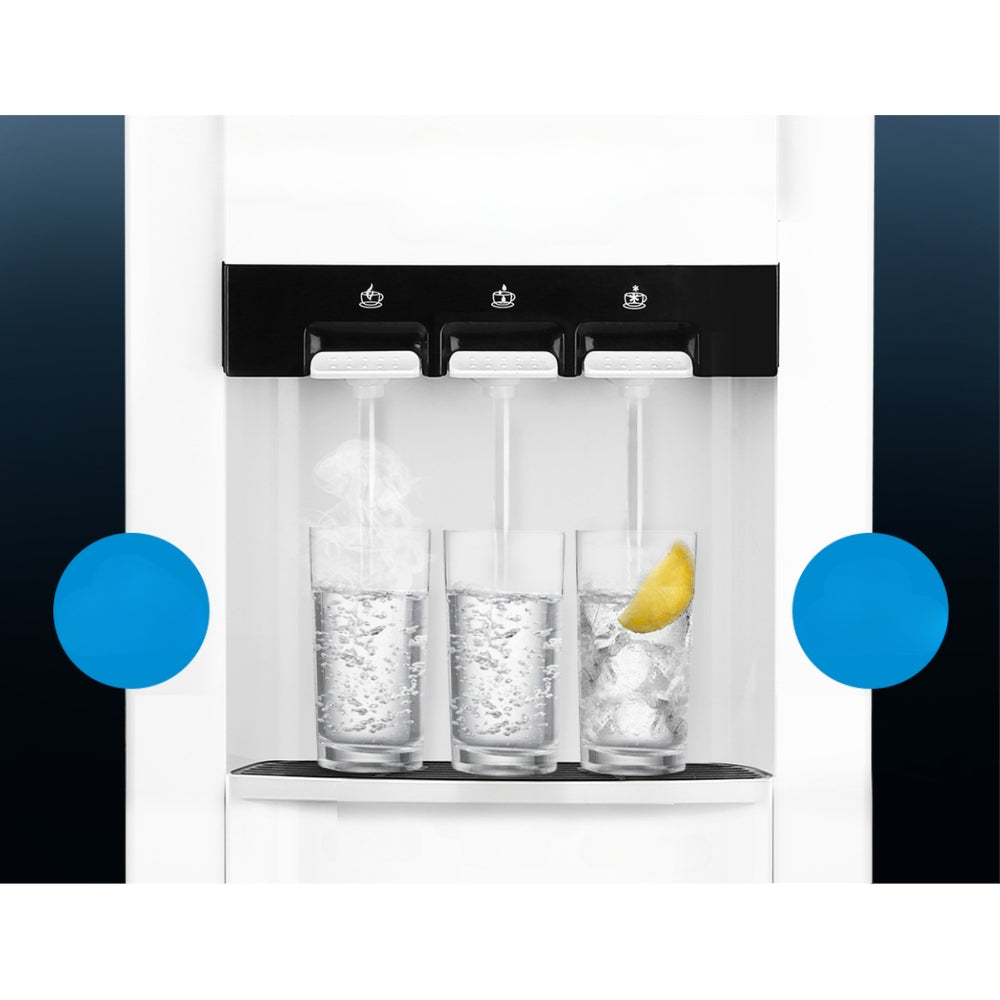 22L Bench Top Water Cooler Dispenser Purifier Hot Cold Three Tap with 2 Replacement Filters