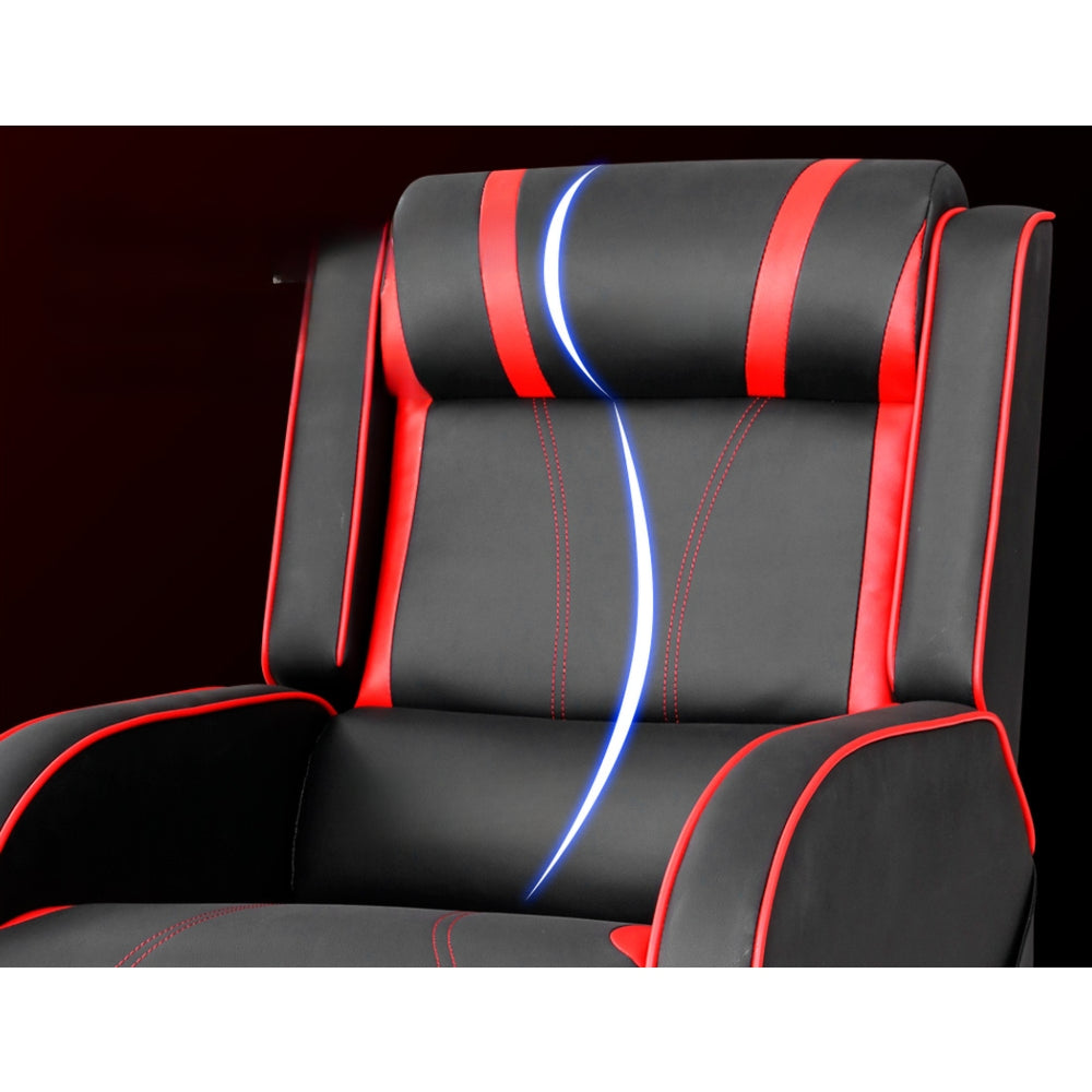 Recliner Chair Gaming Racing Armchair Lounge Sofa Chairs Leather Black