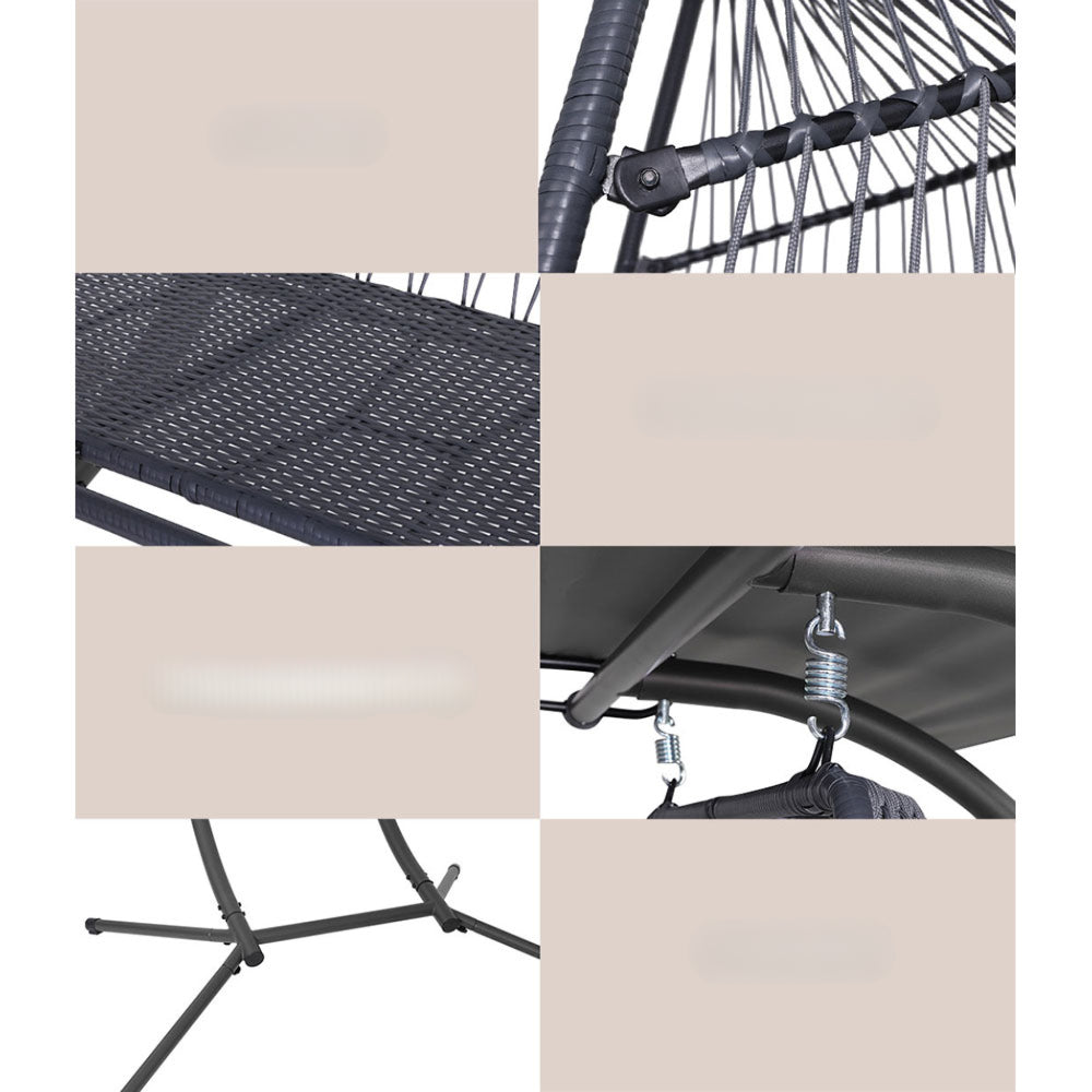 Outdoor Hanging Swing Chair Egg Hammock Rattan Lounge Chair - Grey