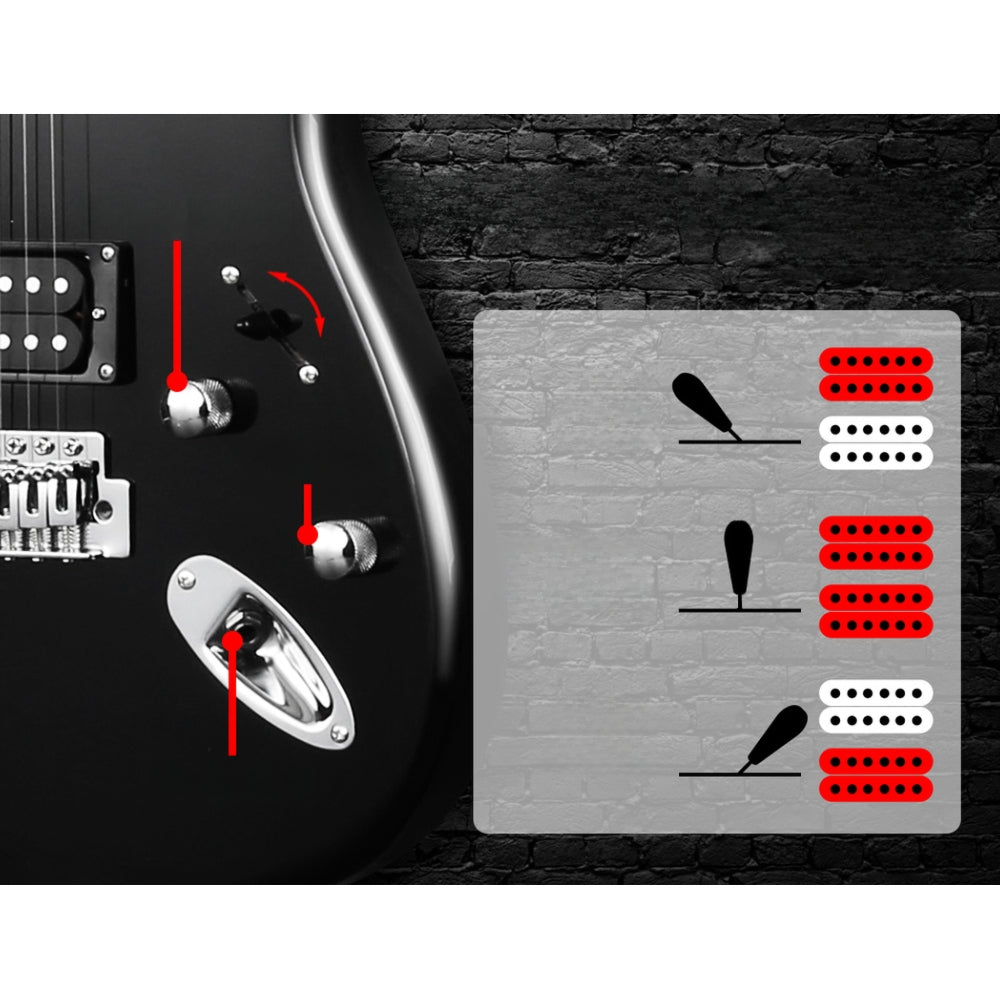 Electric Guitar Music String Instrument Rock Black Carry Bag Steel String
