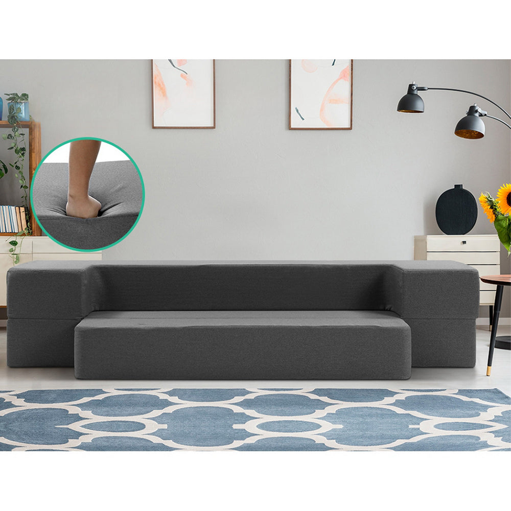 Bedding Portable Sofa Bed Folding Mattress Lounger Chair Ottoman - Grey