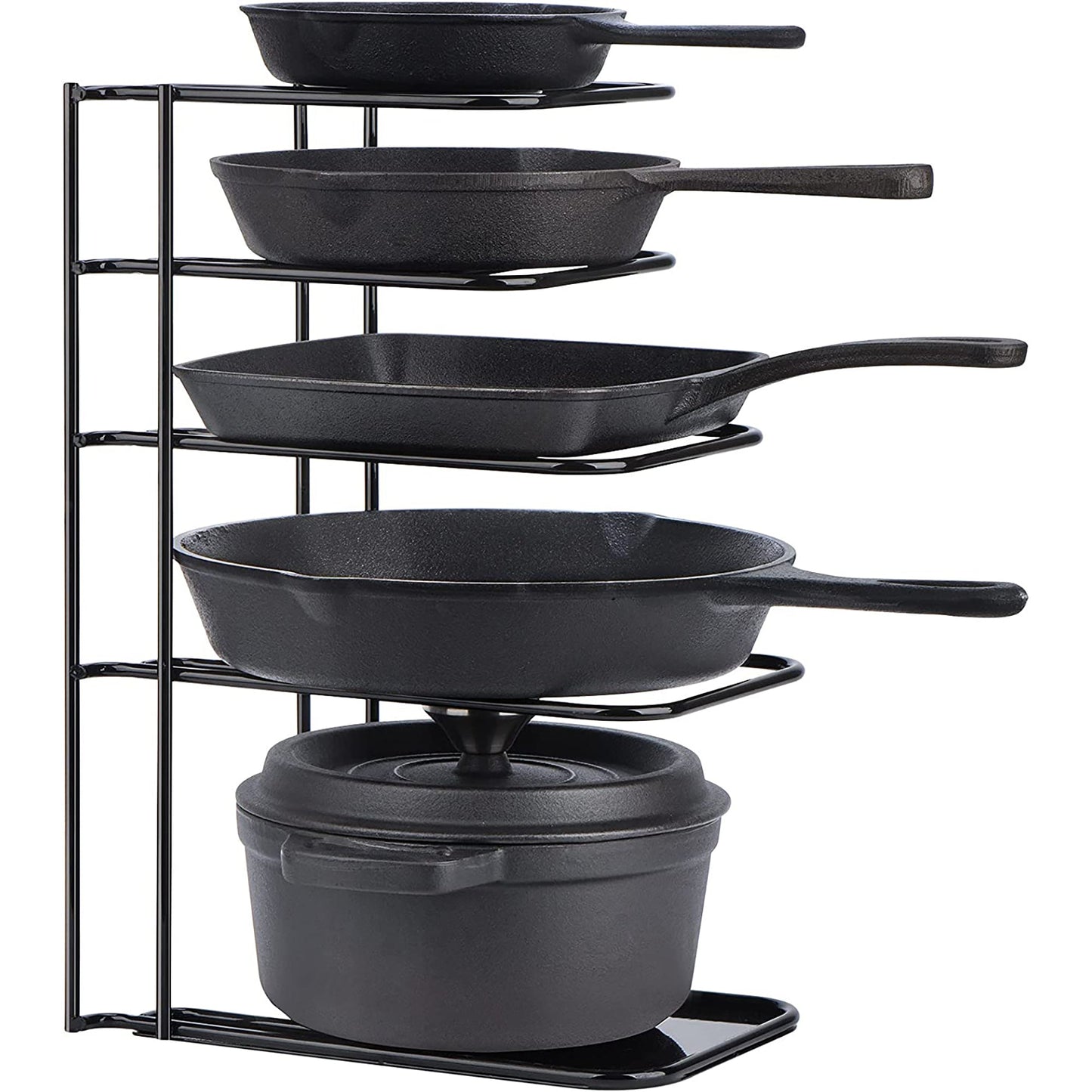 Heavy Duty Pan Organizer 5 Tier Pot and Pan Organizer Rack with Durable Steel Construction - Black