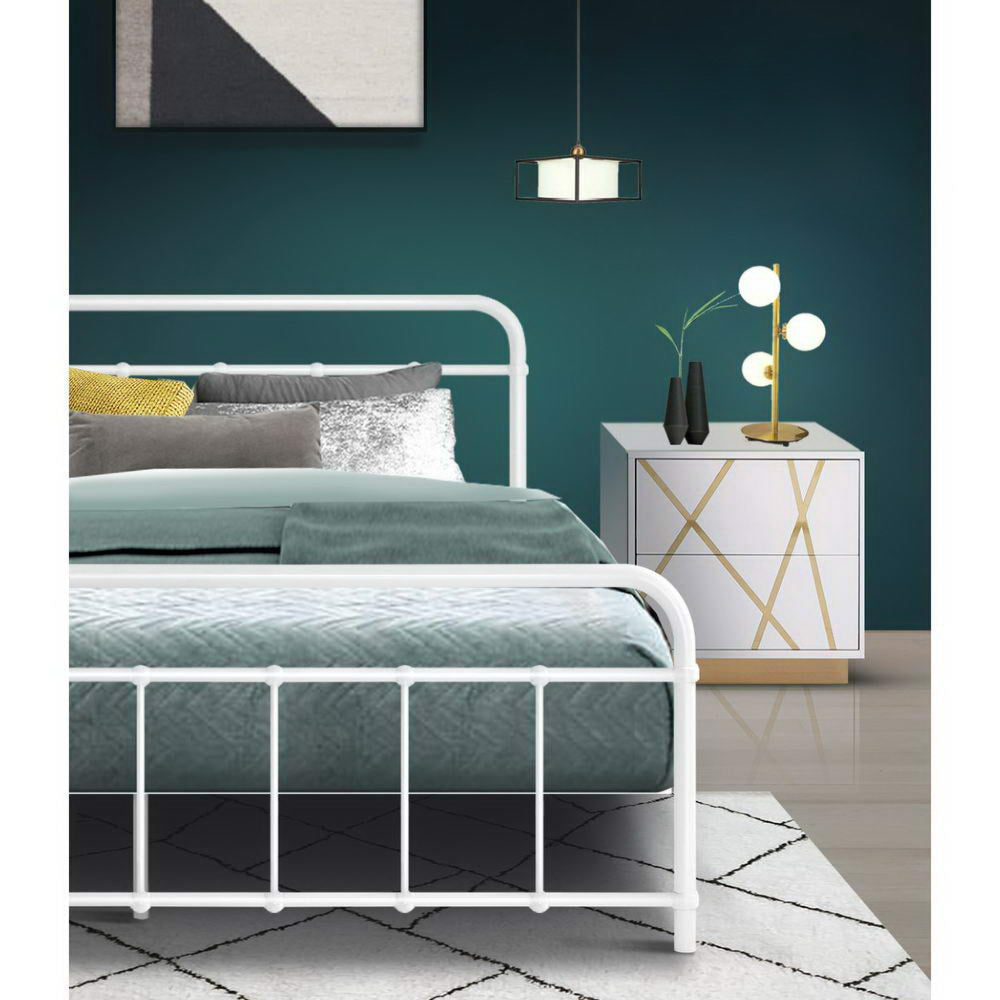Metal Bed Frame - Queen (White)