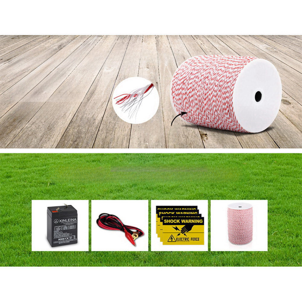 Solar Powered Electric Fence Energiser Set Energizer with Tape 0.15j - 5km