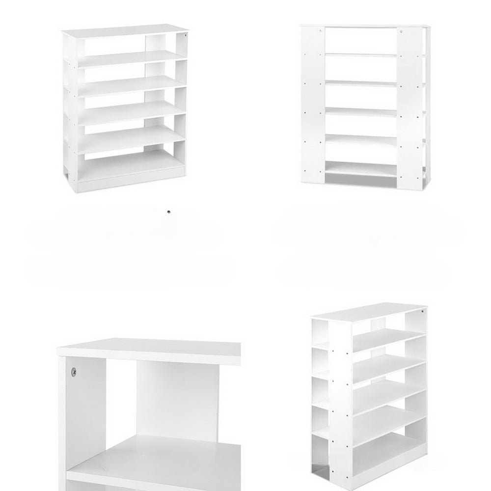 6-Tier Shoe Rack Cabinet - White
