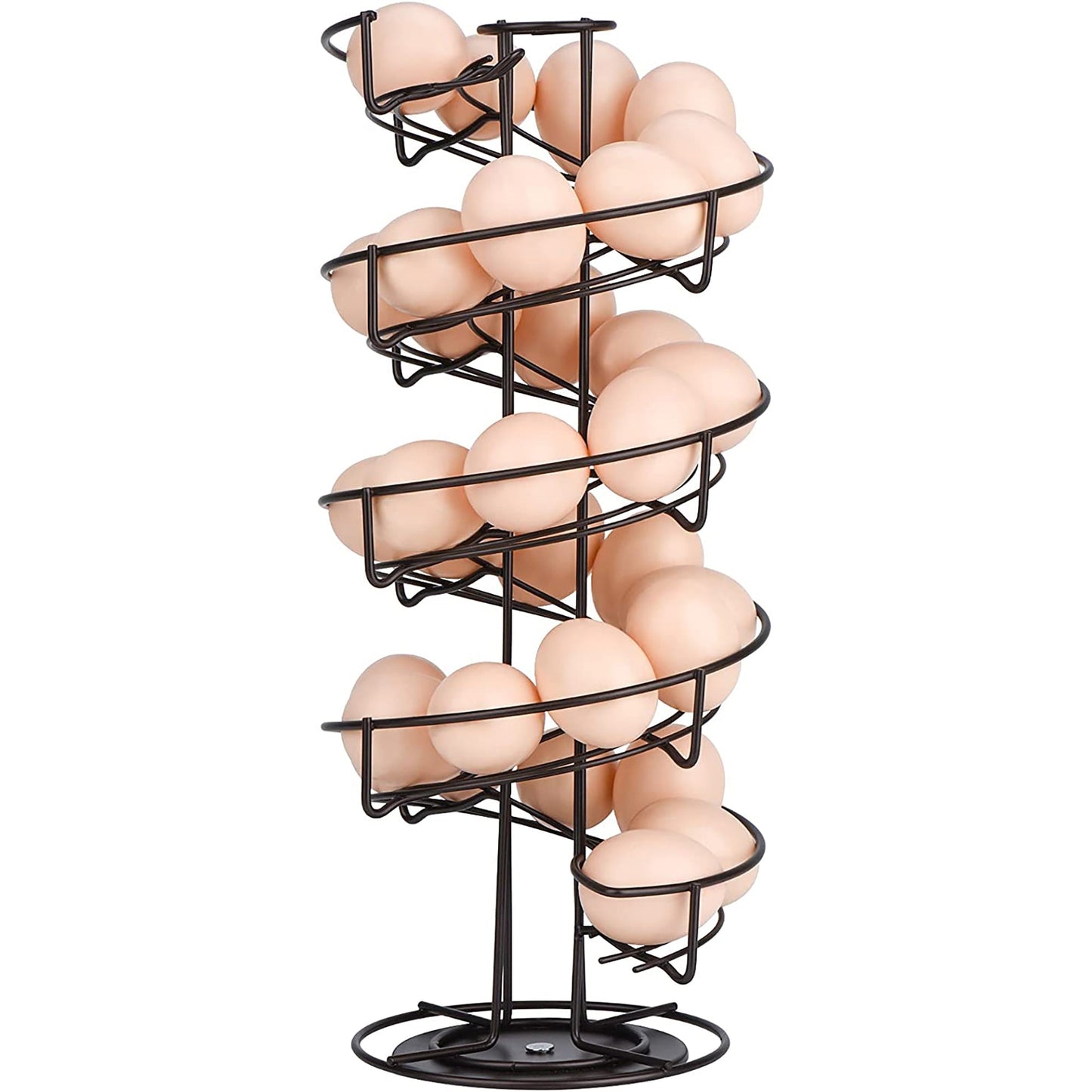 Spiral Design Metal Egg Skelter Dispenser Storage Display Rack Rack - Brown