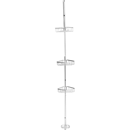 Corner Shelf Organizer Rack Tension Shower Caddy - Matte Aluminum
