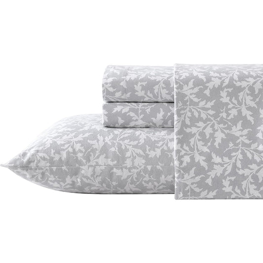 Soft Brushed Cotton Flannel Bedding Sheet Set - Crestwood Pastel Grey