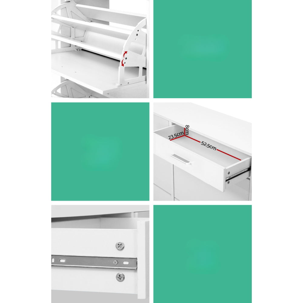 36 Pairs Shoe Cabinet Rack Organisers Storage Shelf Drawer Cupboard White