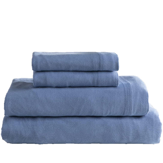 Flannel Cotton Jersey Bed Sheet Set - Blue