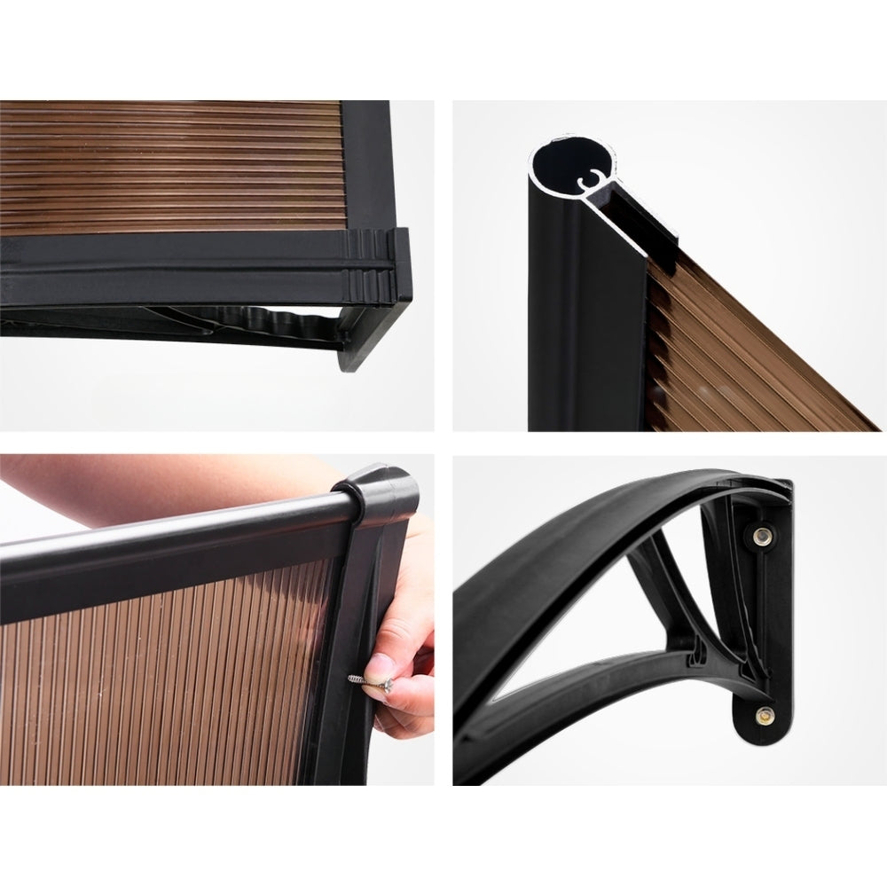 Window DIY Door Awning Patio Canopy UV Shield Brown - 1x4m