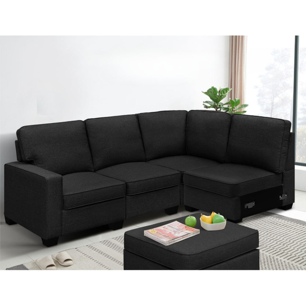 Sofa Lounge Set 5 Seater Modular Chaise Chair Suite Couch Dark Grey