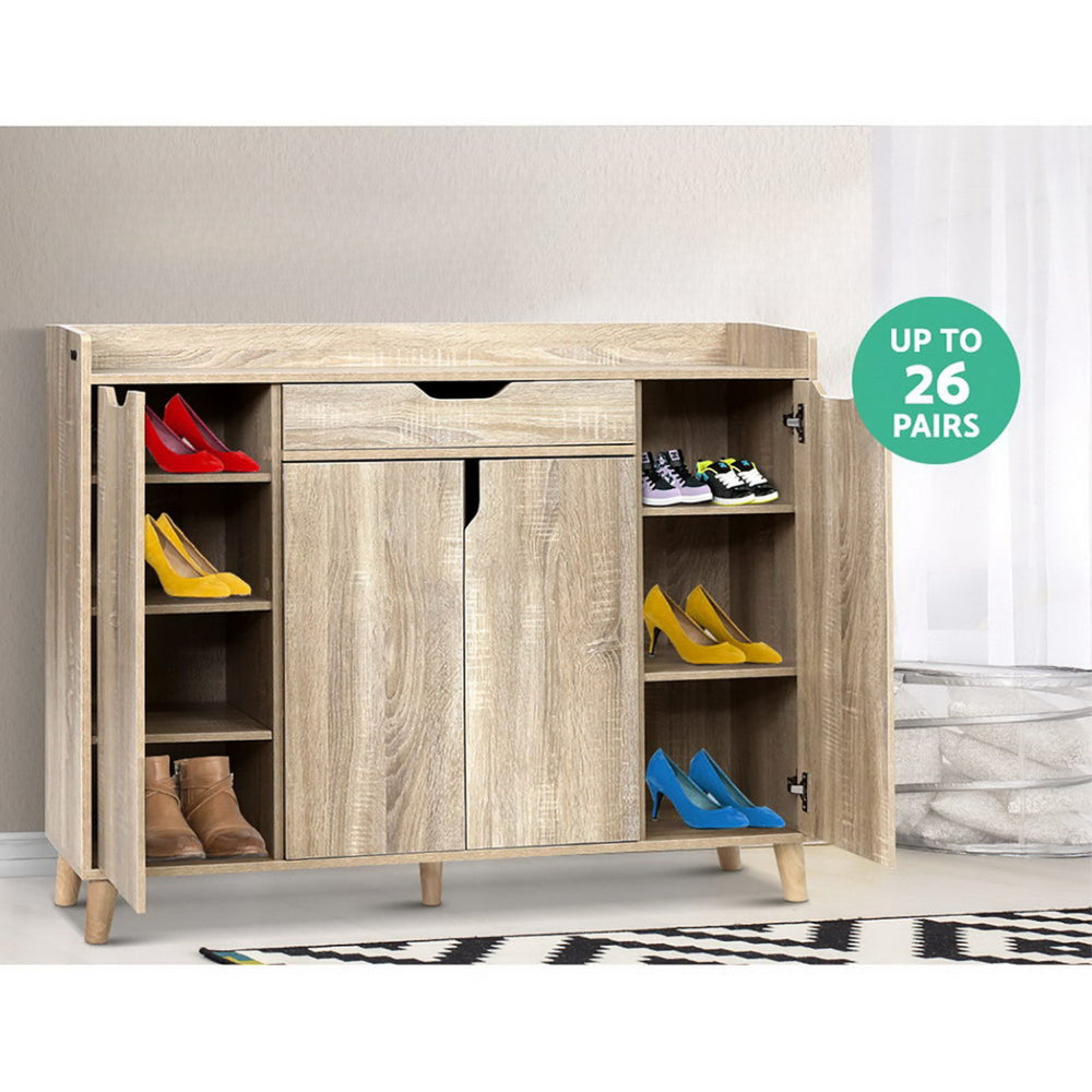 Shoe Cabinet Shoes Storage Rack 120cm Organiser Drawer Cupboard Wood
