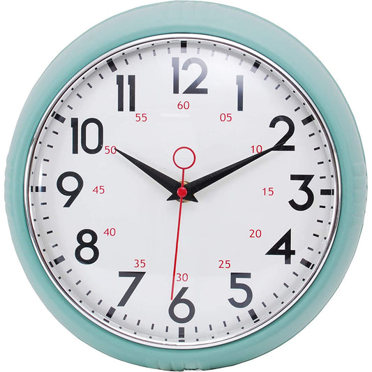 Analog Retro Wall Clock Home Decor 9.5 Inches - Green