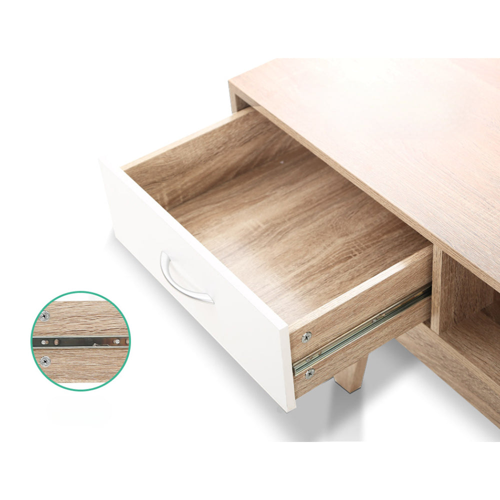 TV Cabinet Entertainment Unit Stand Storage Drawer Scandinavian 180cm Oak