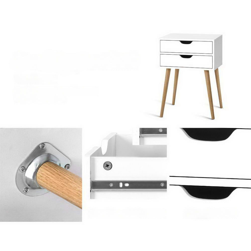 Bedside Tables Drawers Side Table Nightstand Wood Storage Cabinet White