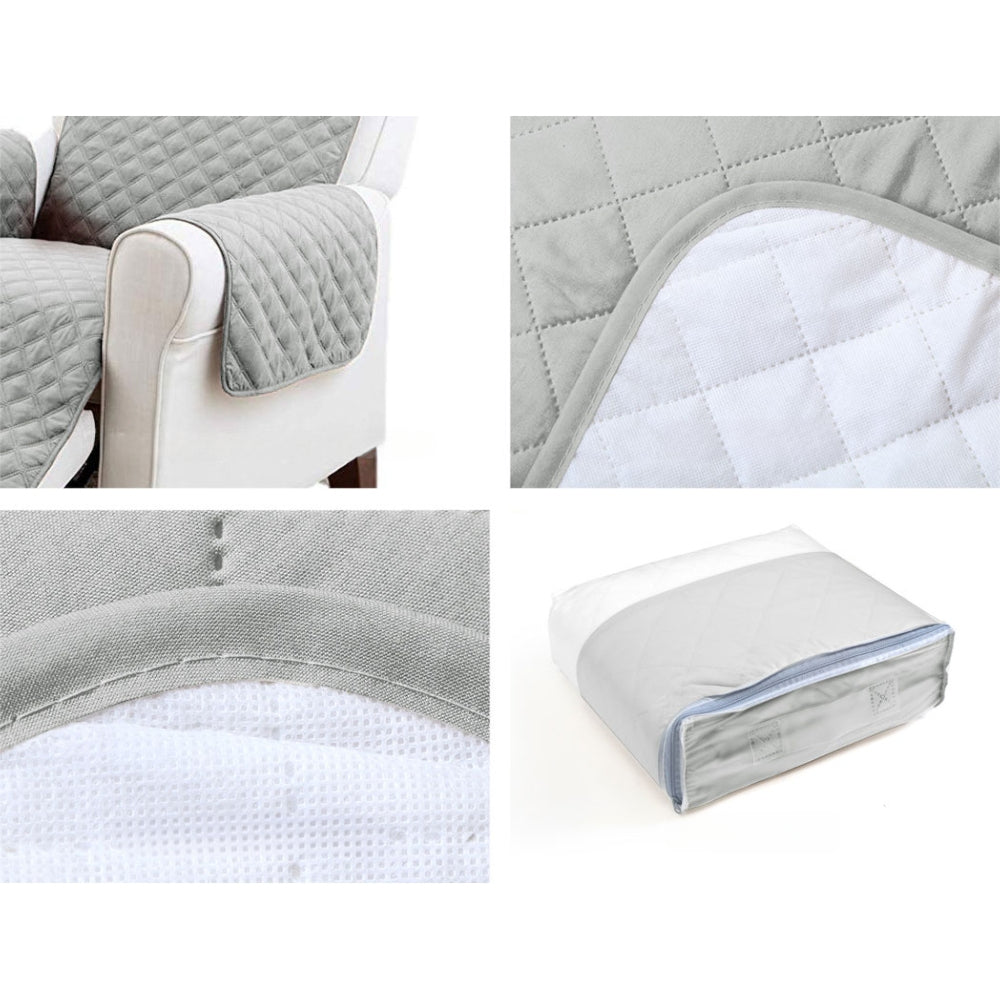Sofa Cover Quilted Couch Covers Lounge Protector Slipcovers 3 Seater Grey