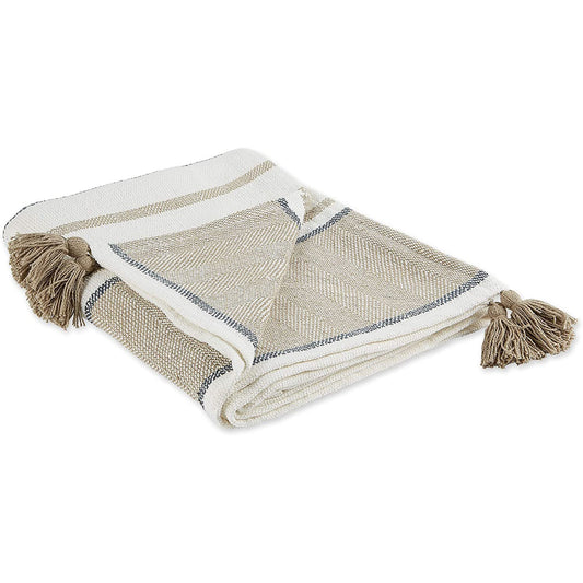 Traditional 2 Tone Chevron Stripe Throw 50x60 - Stone
