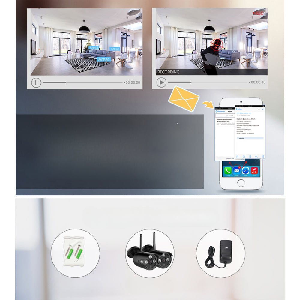 Wireless CCTV System 2 Camera Set For DVR Outdoor Long Range 3MP