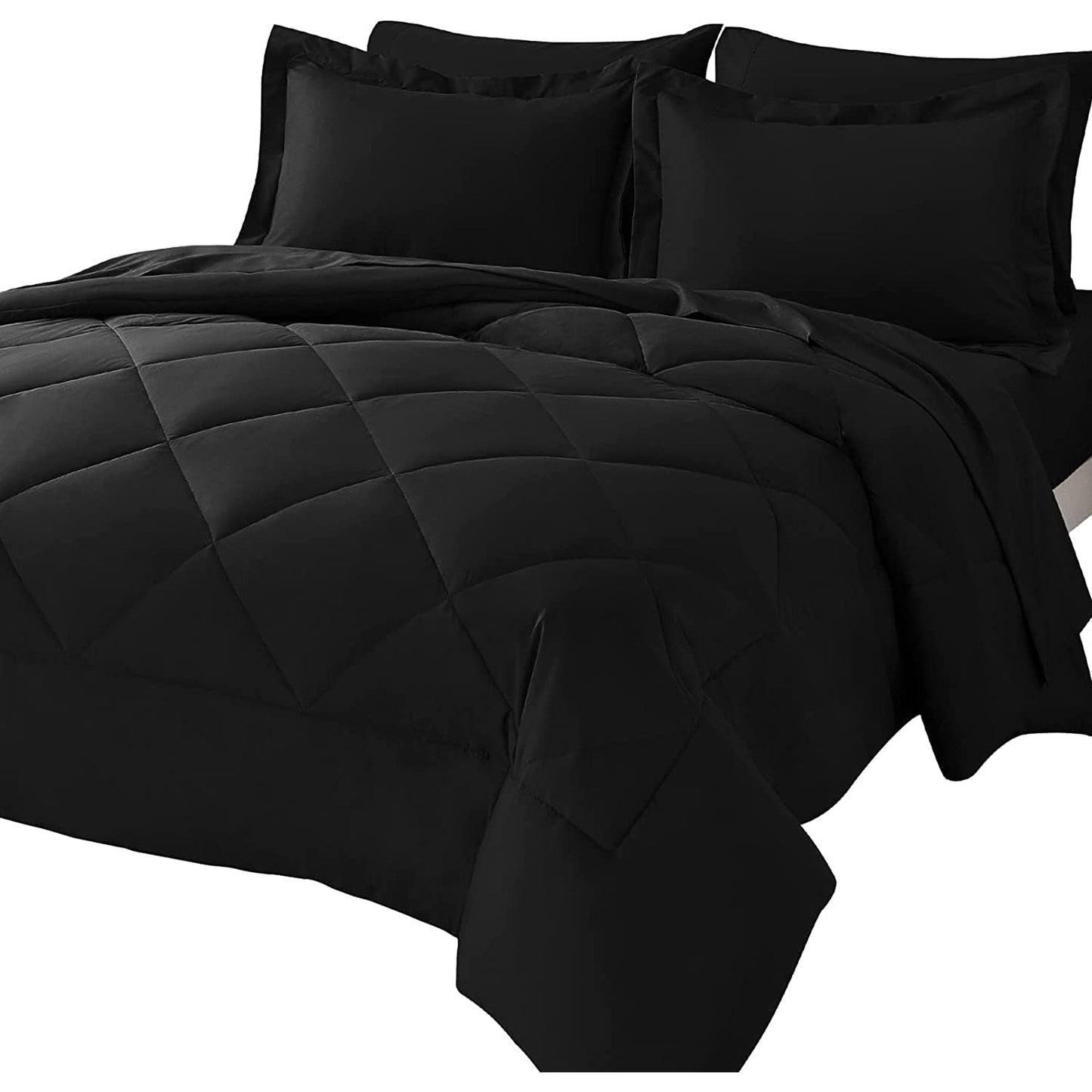 Warm and Cooling Microfibre Comforter Bedding Set - Black