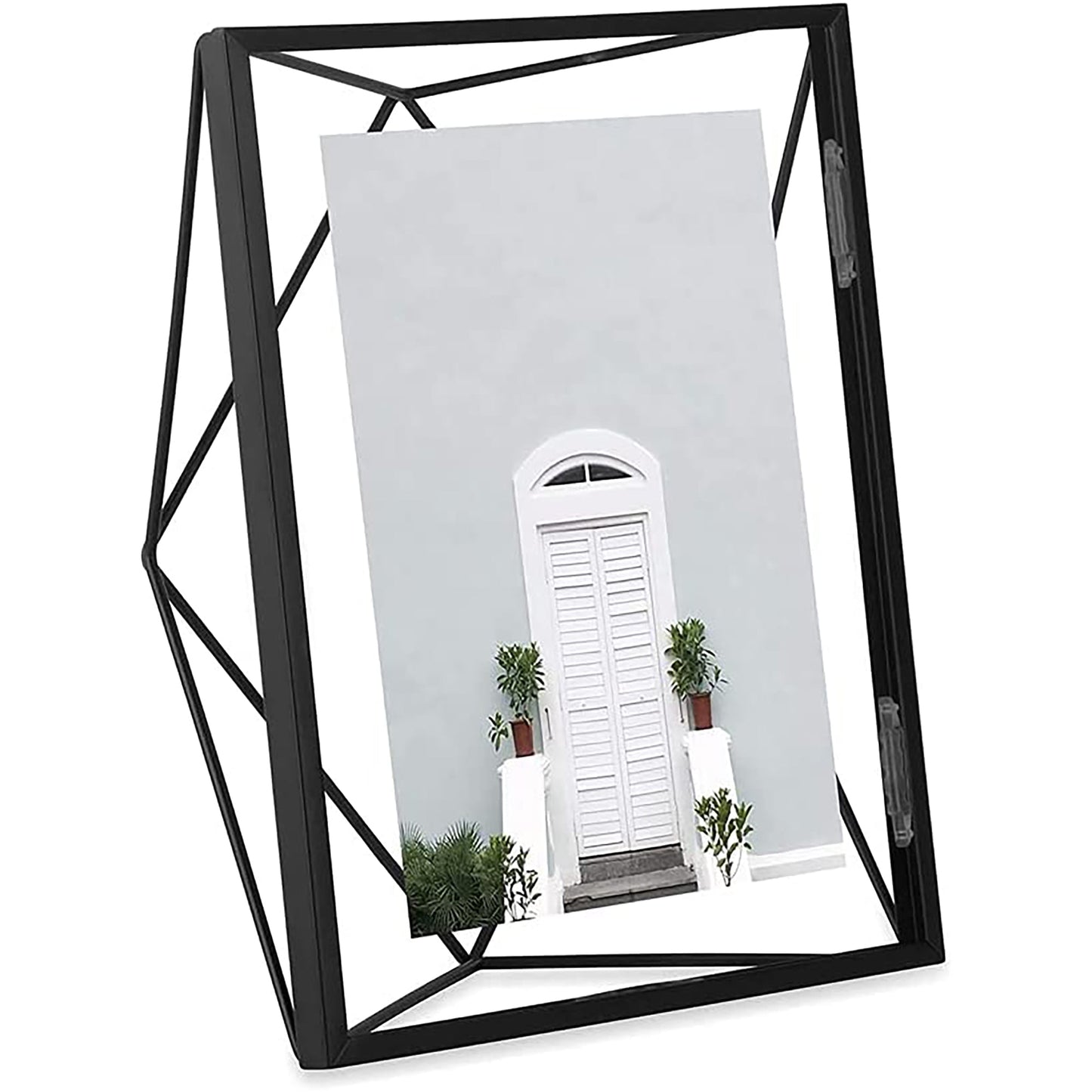 Geometric Prisma Picture Frame Photo Display for Desk Wall  5x7 Inch - Black