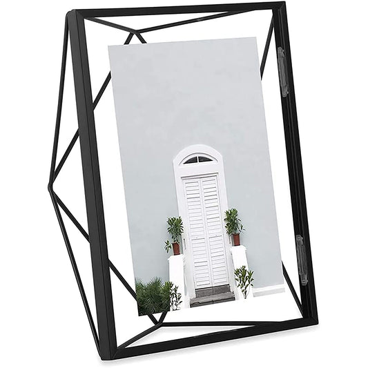 Geometric Prisma Picture Frame Photo Display for Desk Wall  5x7 Inch - Black