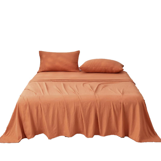 Premium 1800TC Breathable Ultra-Soft Microfibre Single Bed Sheet Set - Rust
