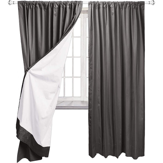 Room Darkening Blackout Window Curtains with Tie Backs Set 2 Panels - Dark Gray