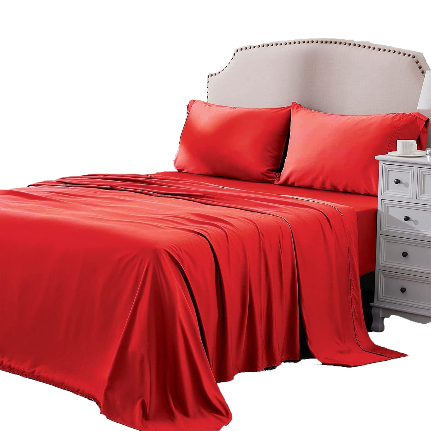 2000TC Breathable Microfibre Deep Pocket Bed Sheet Set - Red