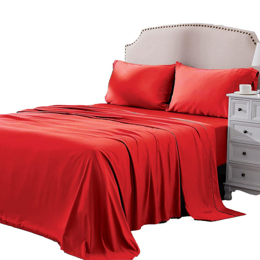 2000TC Breathable Microfibre Deep Pocket Bed Sheet Set - Red