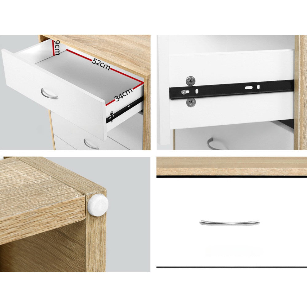 4 Chest of Drawers Tallboy Dresser Table Bedroom Storage White Wood Cabinet