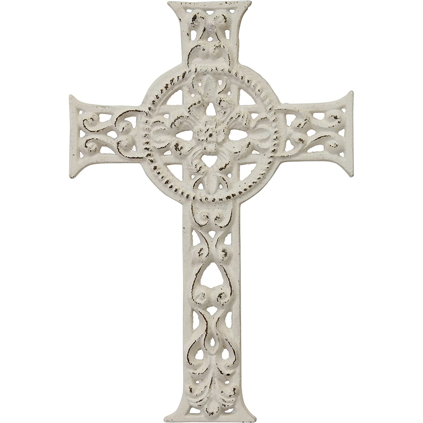 Accents of Faith 11.5 Inch Cast Iron Hanging Cross - Worn White