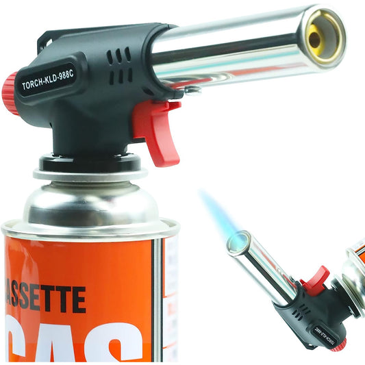 Multiple Use Butane Torch Kitchen Blow Lighter with Adjustable Flame - Black