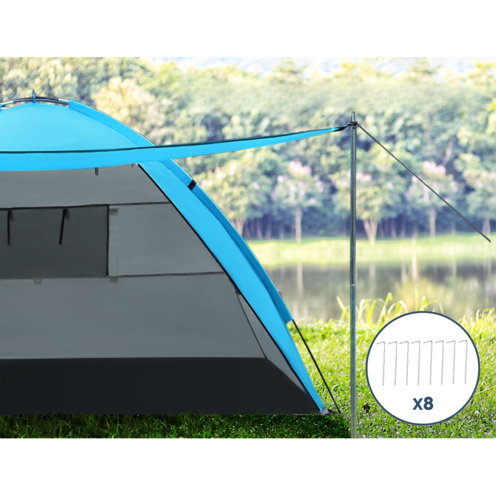 Camping Tent Beach Hiking Shade Shelter Fishing Blue - Fits 2 to 4 Person