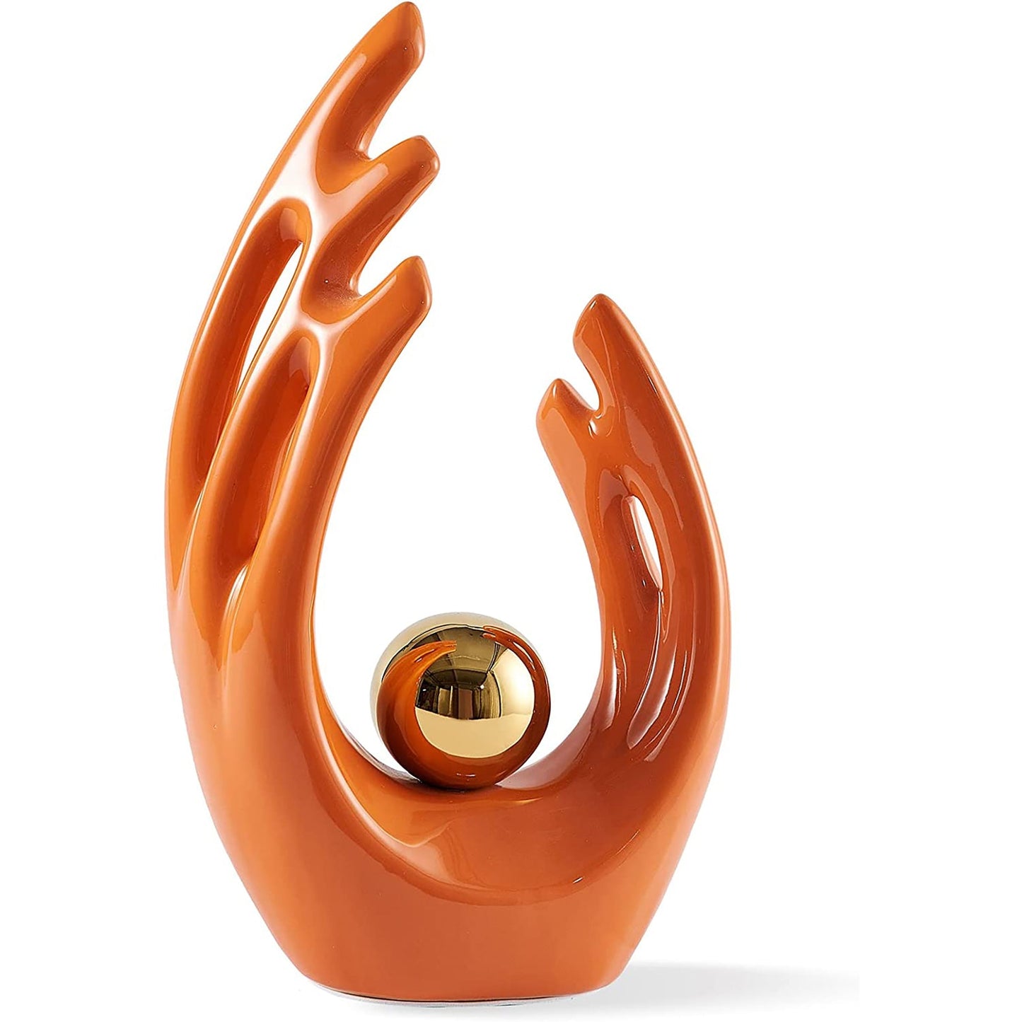 Modern Art Ceramic Statue Decorative Table Accent Centerpiece - Orange