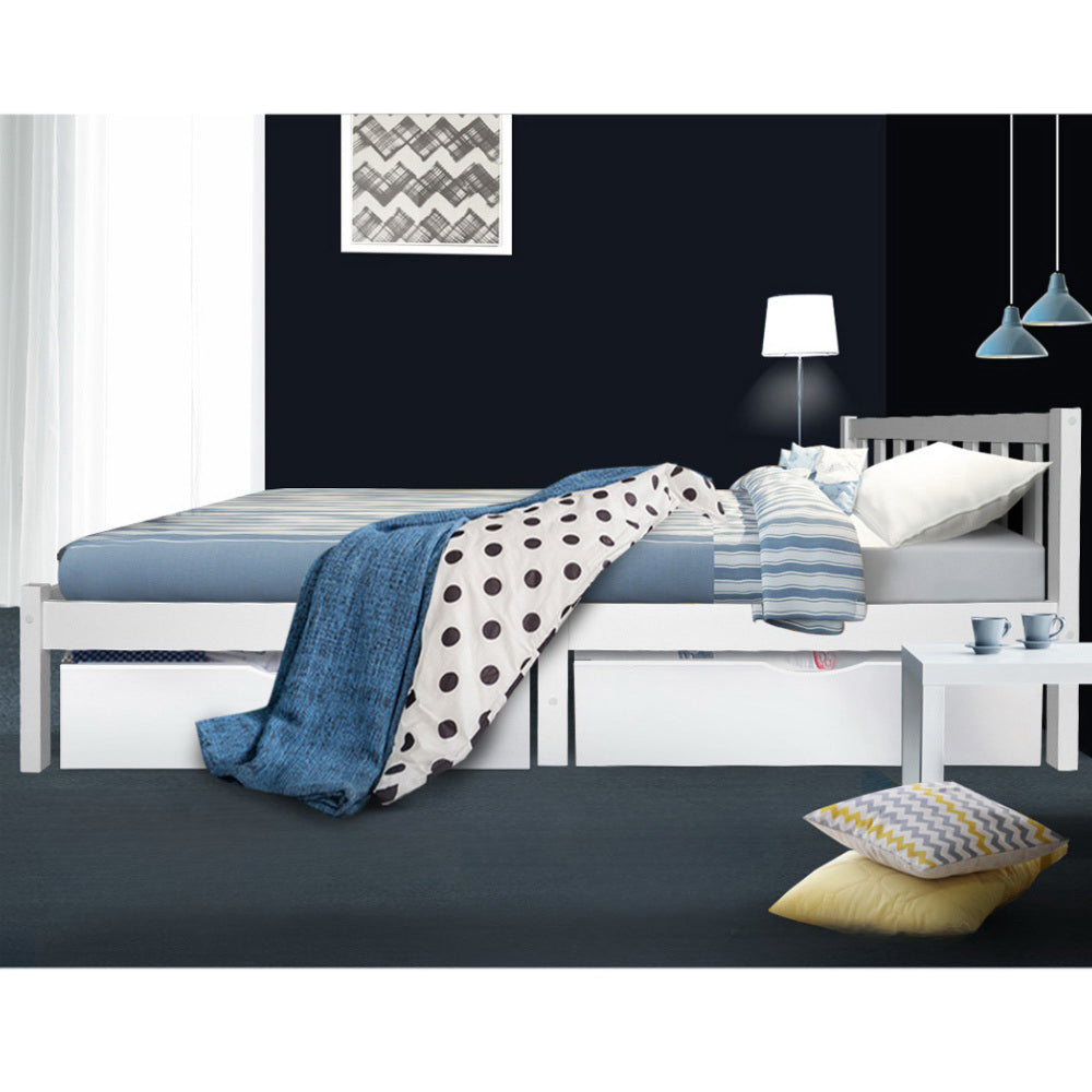 Wooden Bed Frame Queen Size Pine Timber Mattress Base Bedroom