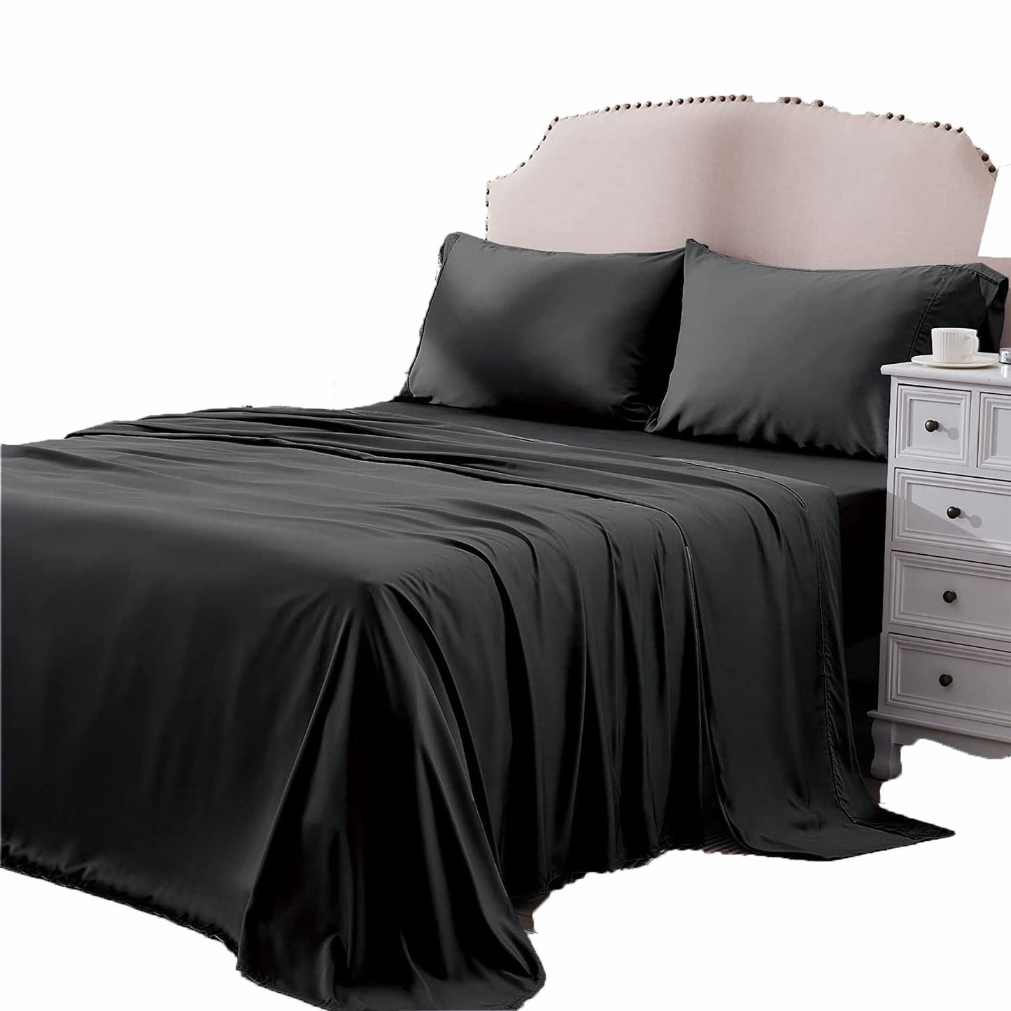 2000TC Breathable Microfibre Deep Pocket Bed Sheet Set - Black